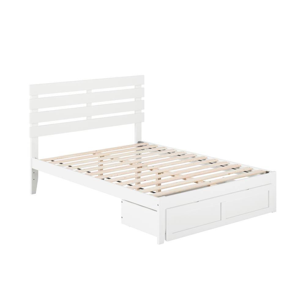 Oxford White Full Bed with Foot Drawer and USB Charger