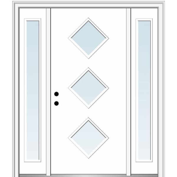 MMI DOOR Aveline 60 in. x 80 in. Right-Hand Inswing 3-Lite Clear Low-E Primed Fiberglass Prehung Front Door on 4-9/16 in. Frame