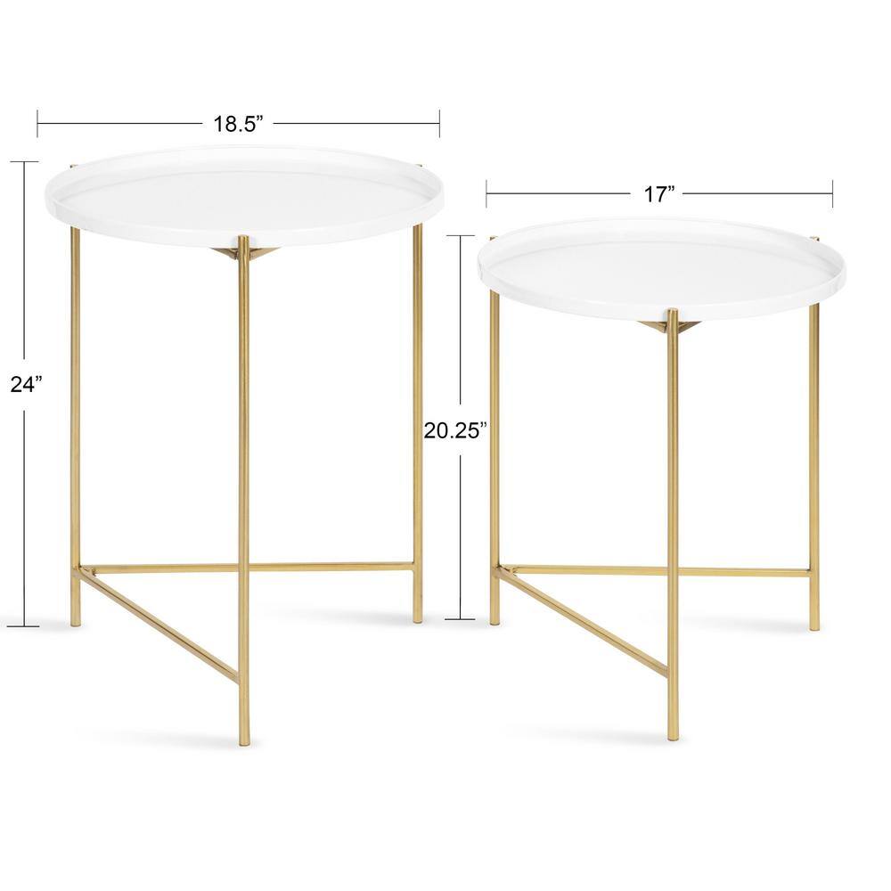 Ulani Modern Geometric Nesting Tables in Polished Gold and Gray
