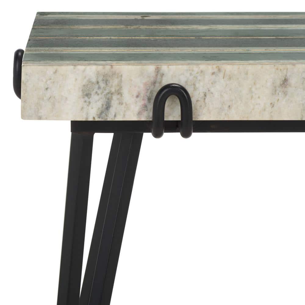 Marlin 21" Multi Marble and Black Metal Side Table