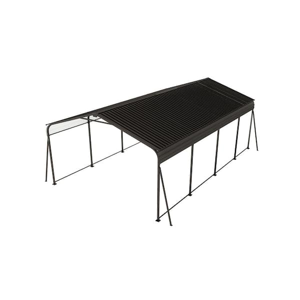 12 ft. W x 20 ft. D Metal Carport Outdoor Storage Multi-Use Garage Shed Car Canopy and Shelter with Dark Gray Roof