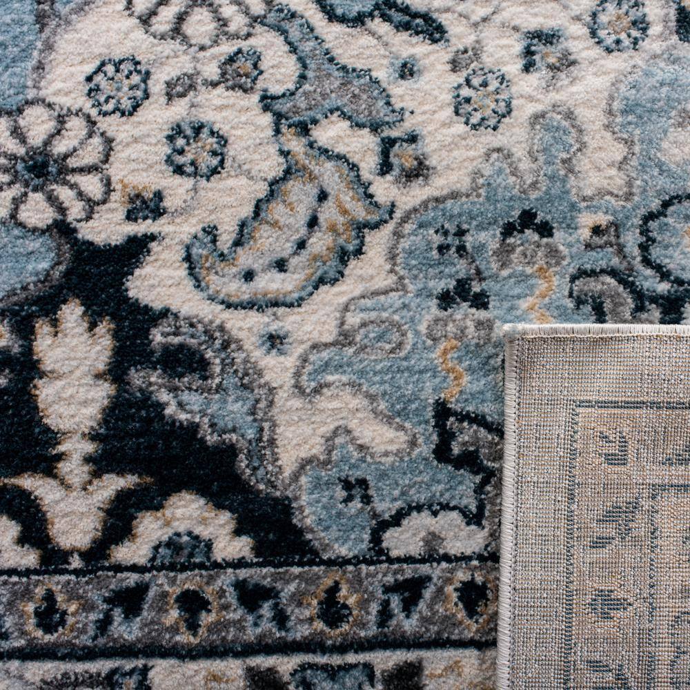 Light Blue and Cream Floral Medallion Area Rug