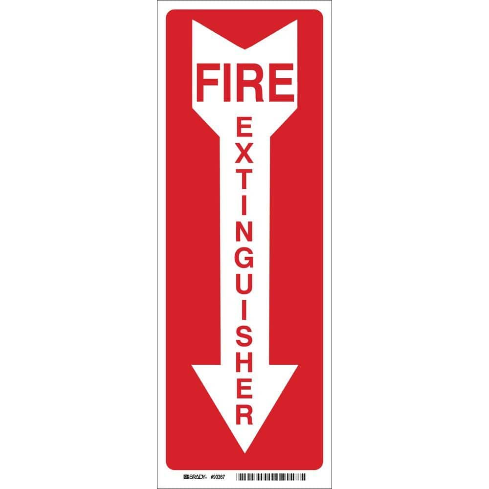 Brady 24 In X 4 In Fiberglass Fire Extinguisher With Arrow Sign 71655