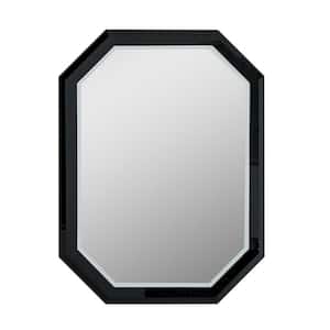 24 in. W x 32 in. H Frameless Octagon Beveled Edge Frameless Wall Mount Bathroom Vanity Mirror in Black