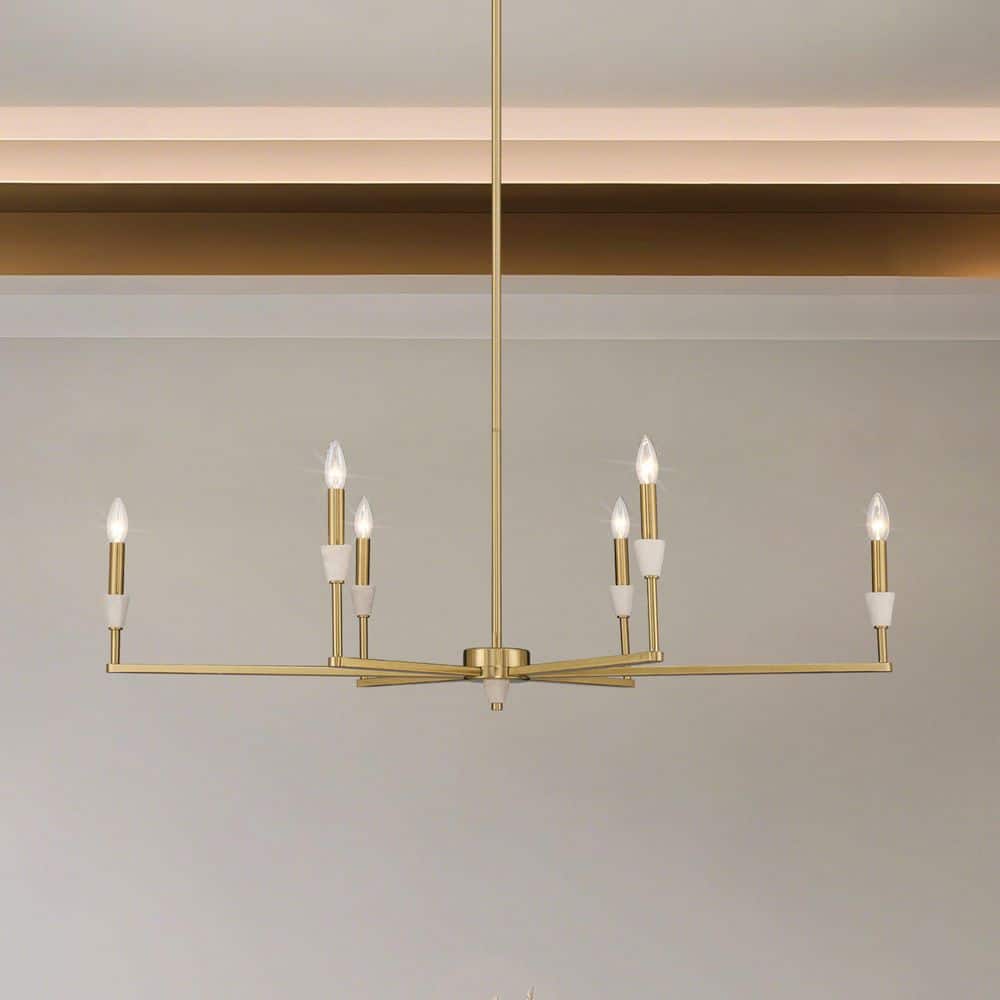 Thesis Montclair 46- in. 6-Light Brushed Gold and Natural