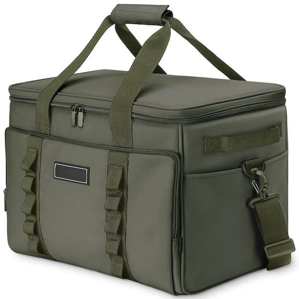 33.81 qt. Waterproof Soft Insulated Cooler Bag, Leakproof Large Collapsible Soft-Side Cooler for Travel Camping, Green