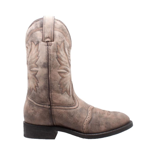AdTec Men's Size 10 Stonewash Brown Tumbled Leather 11 in. Cowboy Boots