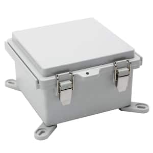Small Watertight Junction Box 5.9 x 5.9 x 3.5 ABS Waterproof Gray Hinged Cover Electrical Boxes with Lock