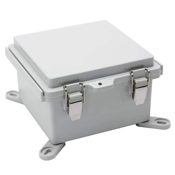 Etokfoks Small Watertight Junction Box 5.9 x 5.9 x 3.5 ABS Waterproof Gray Hinged Cover Electrical Boxes with Lock