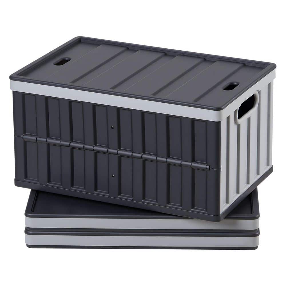 SKYSHALO Plastic Collapsible Storage Bins with Lids, 65L Set of 3
