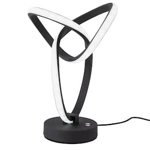 11.81 in. Black Modern Spiral Shape Integrated LED RGB Table Lamp for Bedroom Living Room