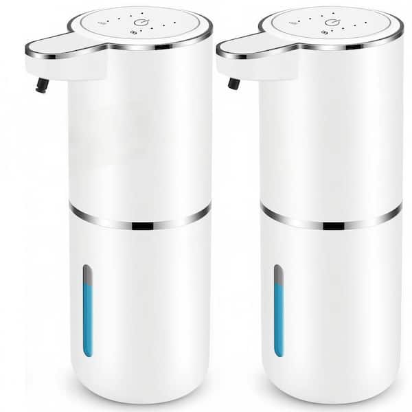 13 oz. White Wall-Mounted and Countertop Commercial Touchless Foaming Soap Dispenser, 2-Pack 4-Level Adjustable