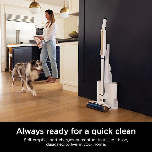 Wandvac Bagless Cordless HEPA Filter Stick Vacuum Cleaner for Carpets and Hard Surfaces with Self-Empty Base in White