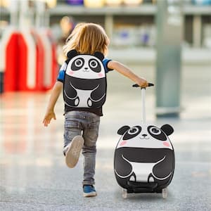 2-PCS Kids Carry On Luggage Set 16 in. Panda Rolling Suitcase with 12 in. Backpack Travel White