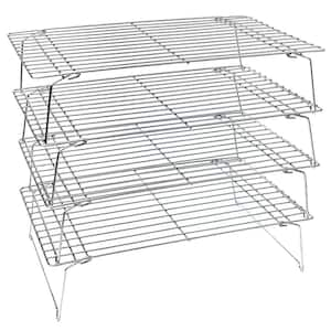 4-Tier 15 in. x 10 in. Stackable Cooling Racks for Baking, Stainless Steel Wire Cooling Rack, Oven Rack Baking Rack