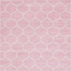 Trellis Frieze Rounded Light Pink 7 ft. 10 in. x 7 ft. 10 in. Area Rug