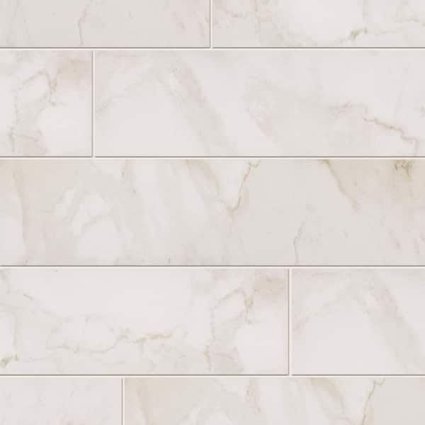 Marazzi VitaElegante Bianco 6 in. x 24 in. Porcelain Floor and Wall Tile (0.97 sq. ft./Each)