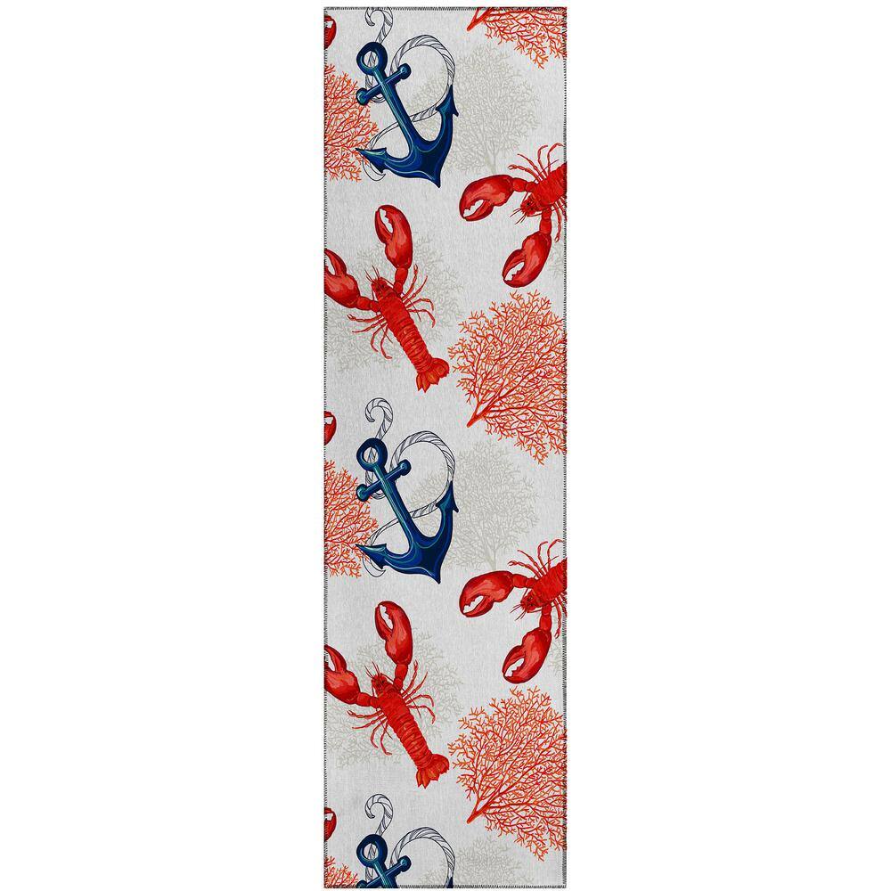 Harpswell Ivory 2 ft. 3 in. x 7 ft. 6 in. Geometric Indoor/Outdoor Area Rug
