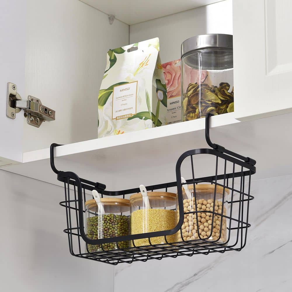Modern Black Metal Wire 3-Piece Stackable Storage Basket Set