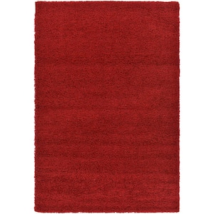 Solid Shag Cherry Red 6 ft. x 9 ft. Area Rug