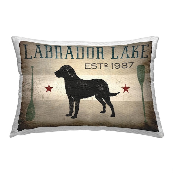 Vintage Labrador Lake Tan Rectangular Outdoor Throw Pillow
