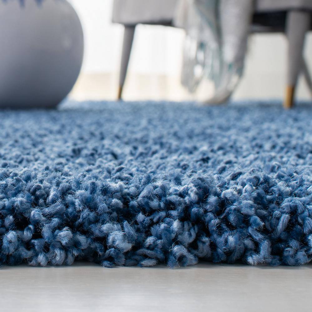 Blue Synthetic Shag Area Rug 2'7" x 5'