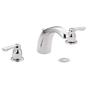 Chateau 8 in. Widespread 2-Handle Low-Arc Bathroom Faucet with Drain Assembly in Chrome