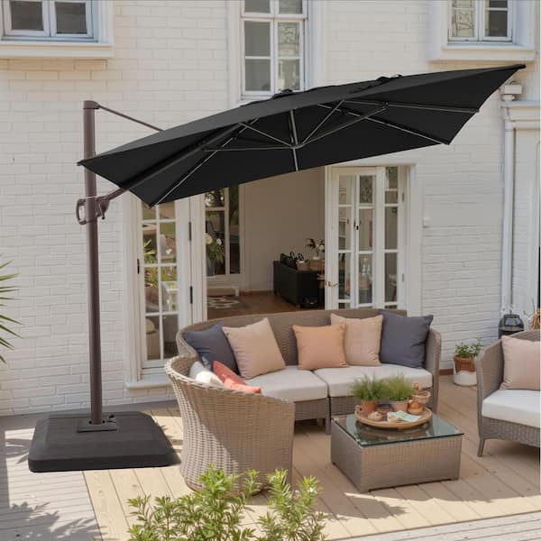 11.5 patio umbrella 11.5' Cantilever Patio Umbrella with Umbrella Base Stand, Crank Lift, 360  Degree Rotation & Tilt