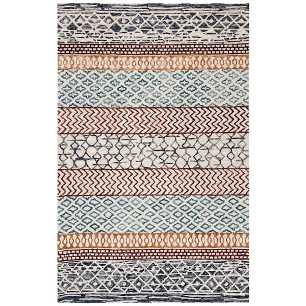 Capri 6 ft. x 9 ft. Ivory/Charcoal Geometric Striped Area Rug
