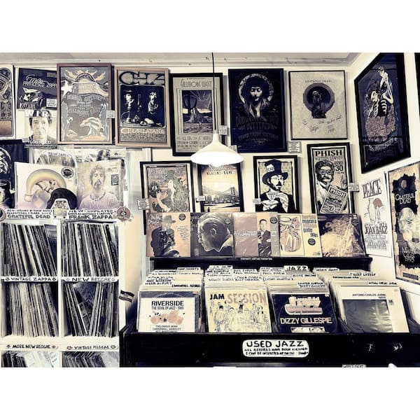 VENICE BEACH Collections Vintage Vinyl Black and White by Grotto Studios 1 Piece Unframed Graphic Print Abstract Poster Art Print 30 in. x 40 in.