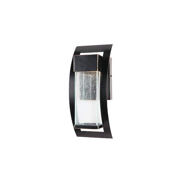 Unbranded 1-Light 12 in. Integrated LED Light Outdoor Wall Lantern Sconce in Imperial Black