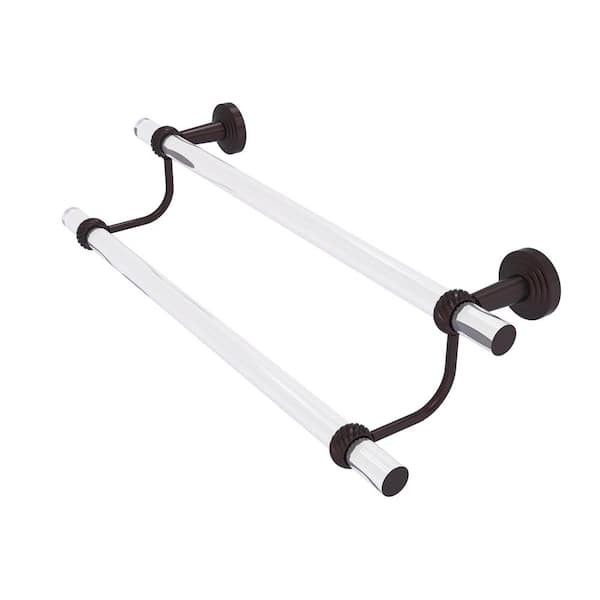 Allied Brass Pacific Beach Collection 36 in. Wall Mounted Double Towel Bar with Twisted Accents in Antique Bronze