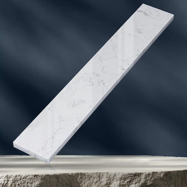 24 in. Engineered Stone Vanity Backsplash 4 in. Bathroom Vanity Back Splash in Carrara White