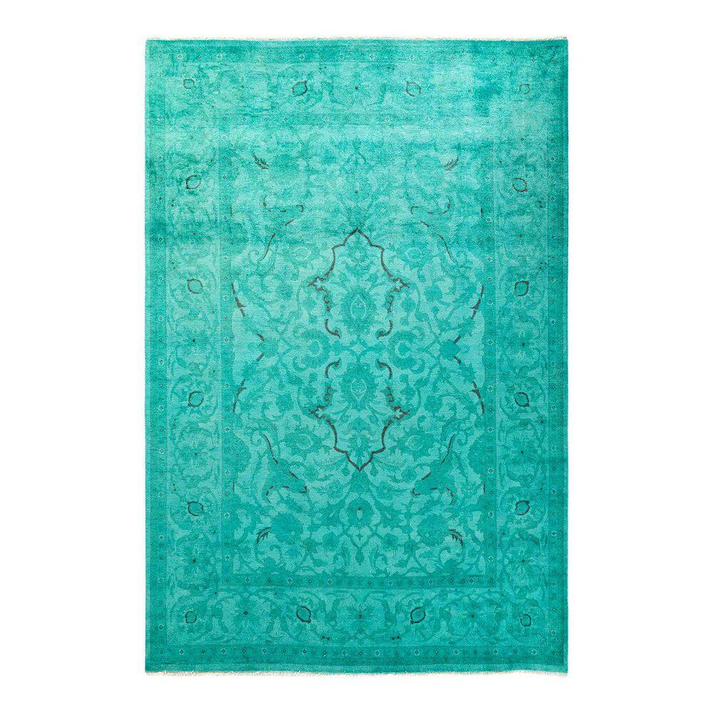 Overdyed Blue 6 ft. x 9 ft. Solid Wool Indoor Area Rug price history on PriceWatchPro