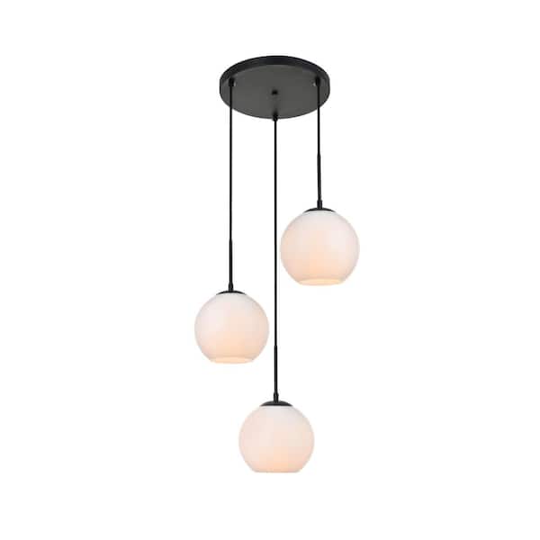 Unbranded Timeless Home Blake 3-Light Black Pendant with Frosted Glass Shade