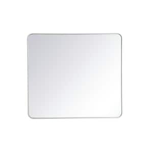 Timeless Home 36 in. W x 40 in. H x modern Soft Corner Metal Rectangle White Mirror