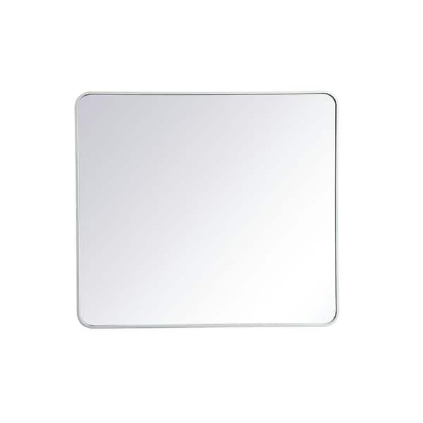 Unbranded Timeless Home 40 in. H x 36 in. W White Modern Soft Corner Rectangular Wall Mirror