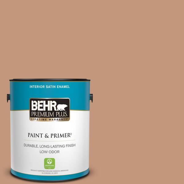BEHR PREMIUM PLUS 1 gal. #ECC-50-3 Brick Path Satin Enamel Low Odor Interior Paint & Primer
