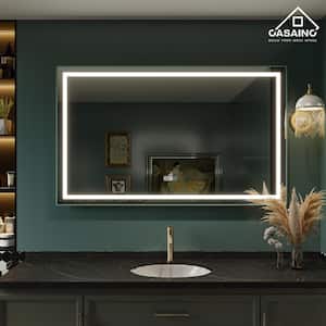 60 in. W x 36 in. H Large Rectangular Frameless LED Wall-Mounted Bathroom Vanity Mirror in Silver Ultra Bright