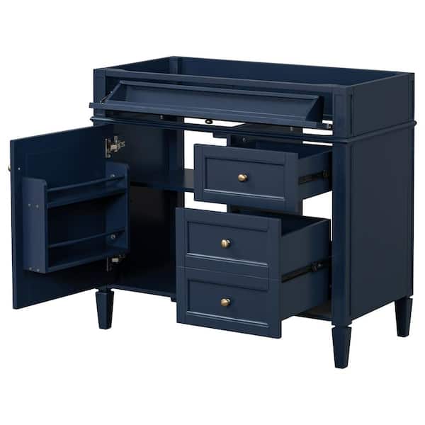 36 in. Bath Vanity Cabinet without Top in Blue with 2 Drawers and a Tip-out Drawer Unassembled