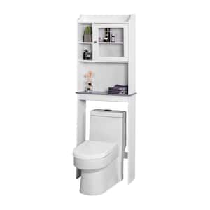23.22 in. W x 68 in. H x 7.5 in. D White Wood Modern Over-the-Toilet Storage in White