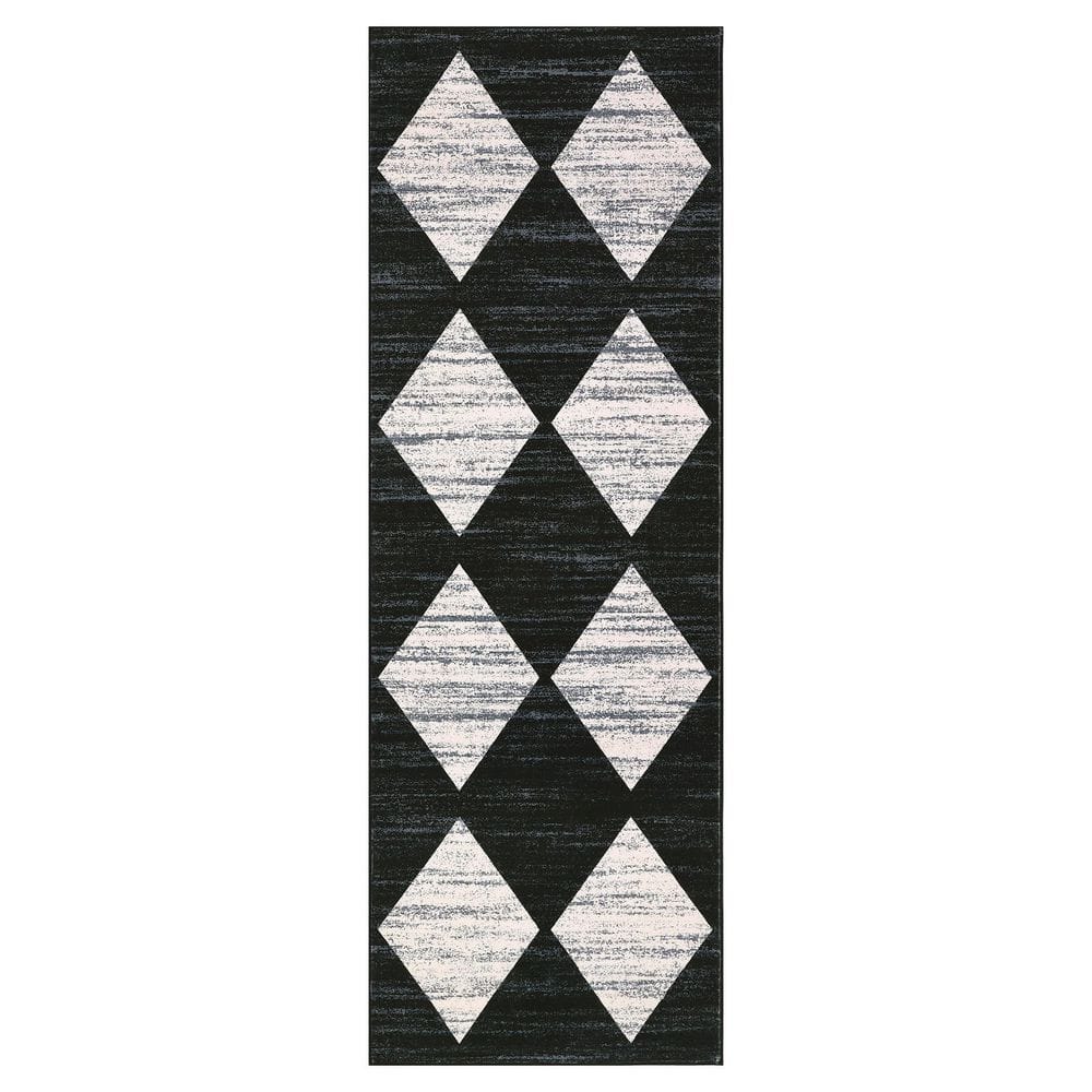 Garvee Modern Geometric Diamond Rug Soft Non-slip Thin Rug for Bedroom ...