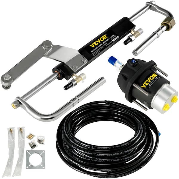 VEVOR Hydraulic Steering Kit 90HP Hydraulic Outboard Steering Kit with Helm Pump Cylinder Marine Steering System Kit