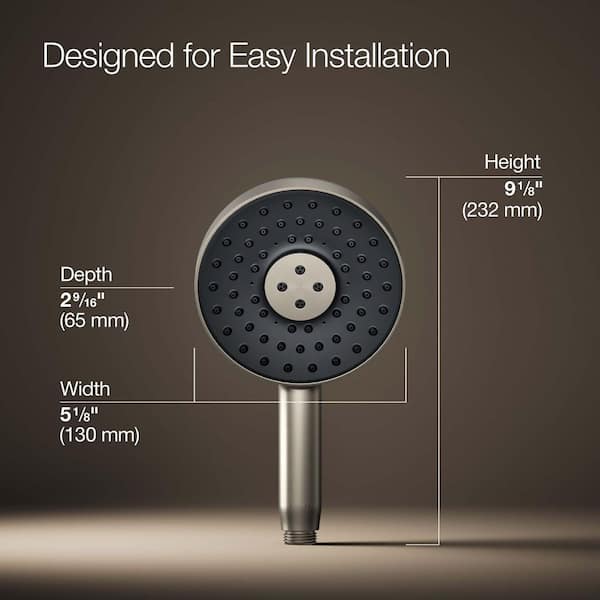 KOHLER Statement 3-Spray Patterns with 1.75 GPM 5.125 in. Wall Mount Handheld Shower Head in Vibrant Brushed Nickel
