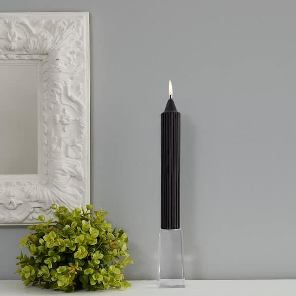 ROOT CANDLES Grecian Collenette 9 in. Black Unscented Taper Candle (Set of 4)