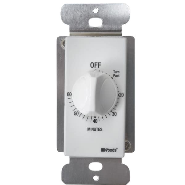 Wall Spring Wound Countdown Timer Switch White 20 Amp 60 Minute Automatic Indoor 
