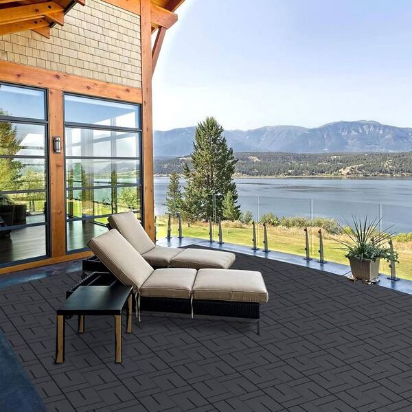 11.75 in. x 11.75 in. x 0.75 in.Square Dark Grey Plastic Stepping