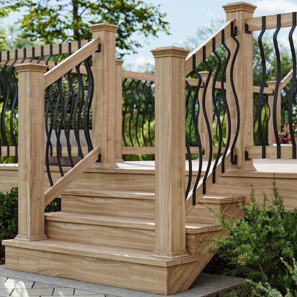 Deckorators 40 in. x 1 in. Textured Black Aluminum Baroque Baluster (5-Pack)