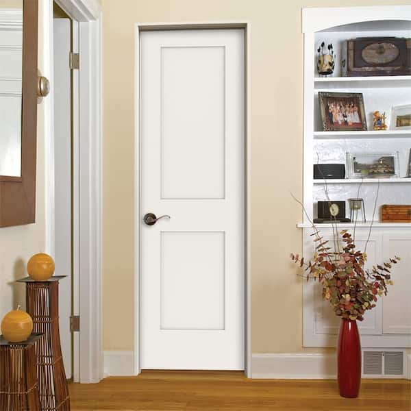 24 in. x 80 in. 2 Panel Shaker Right-Hand Solid Core Primed Wood Single Prehung Interior Door