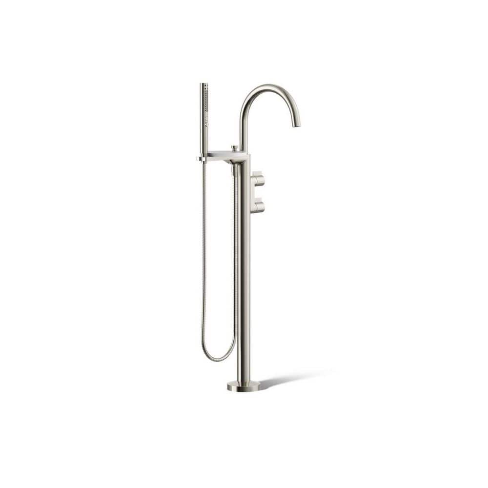 Components 2 Handle Floor Mount Freestanding Tub Faucet with Hand Shower in Vibrant Polished Nickel price history on PriceWatchPro